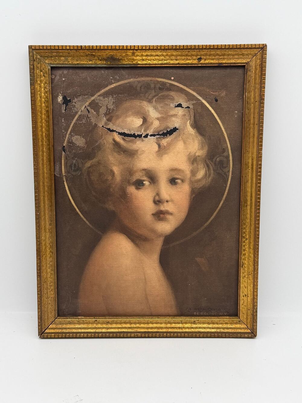 Vintage C. Bosseron Chambers "The Light of the World" Print in Gold Frame-10x13